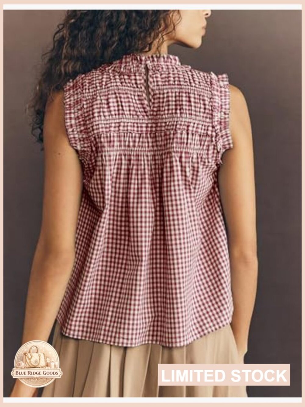 Plaid Babydoll T-Shirt Sleeveless Peplum Blouse Cotton Summer Top Trendy - Picture 3 of 7